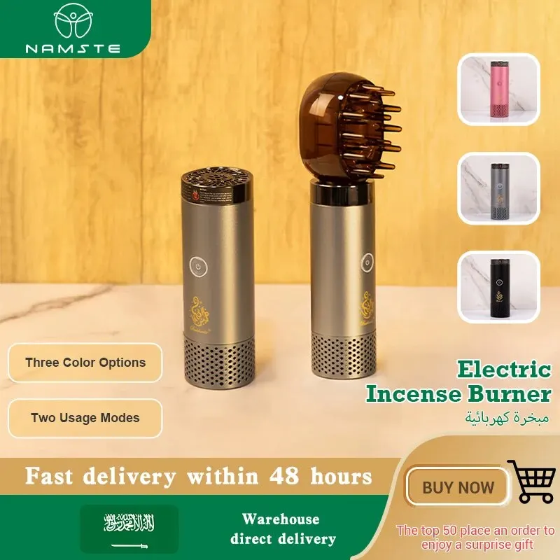 NAMSTE Incense Burner Hair Combo Aroma Diffuser USB Saudi Arabia Electric Aromatic Oasis Air Freshener Home Fragrance Device electric bakhoor ramadan dukhoon arabic aroma diffuser for home office car rechargeable portable mini usb power incense burner