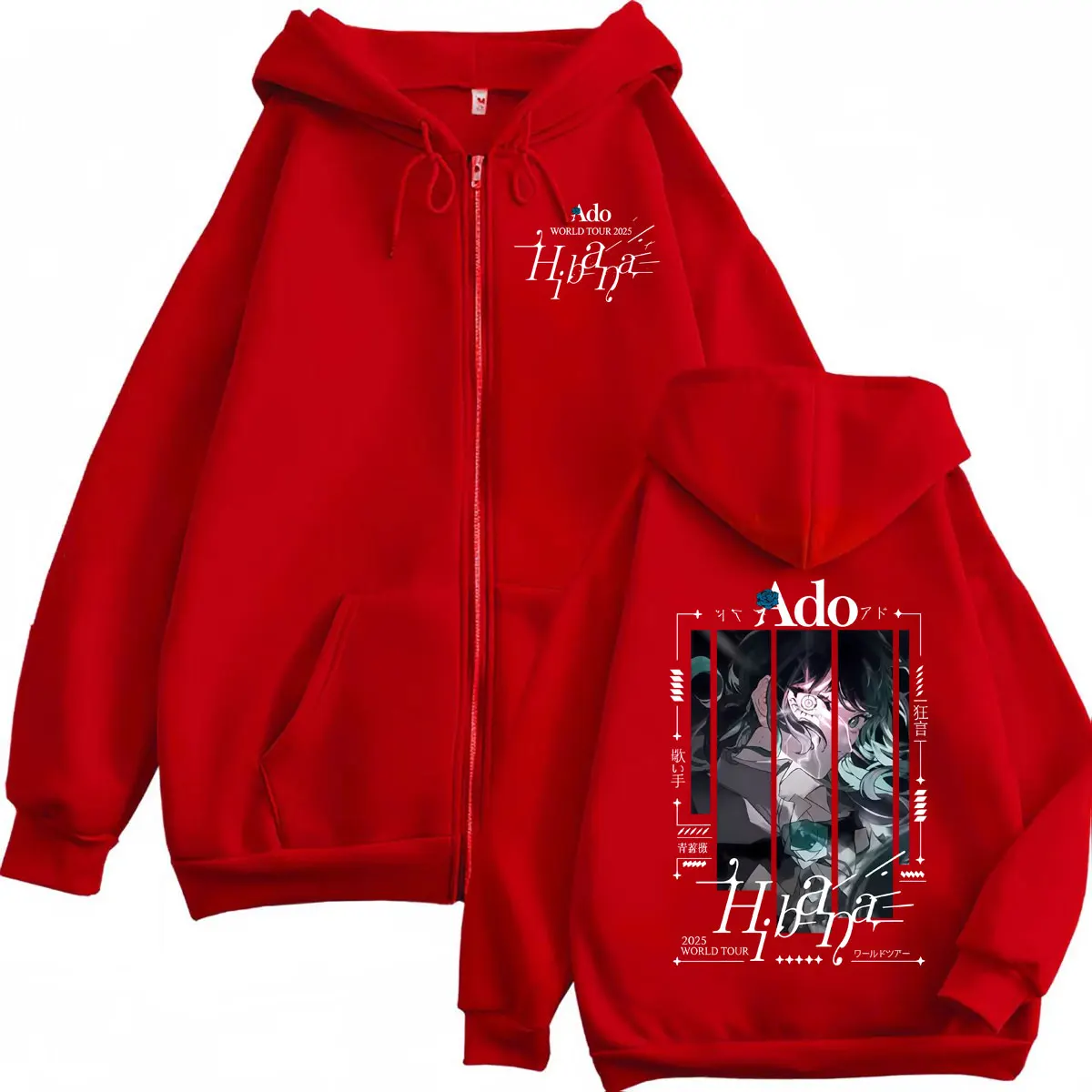 Singer Ado Hibana World Tour 2025 Zipper Hoodie Harajuku Japanese
