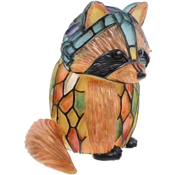 Raccoon Table Lamp Stained Glass Animal Night Light Retro Desk Lamps Bedside Lamp Night Light Home Nursery Bedside Tabletop Home