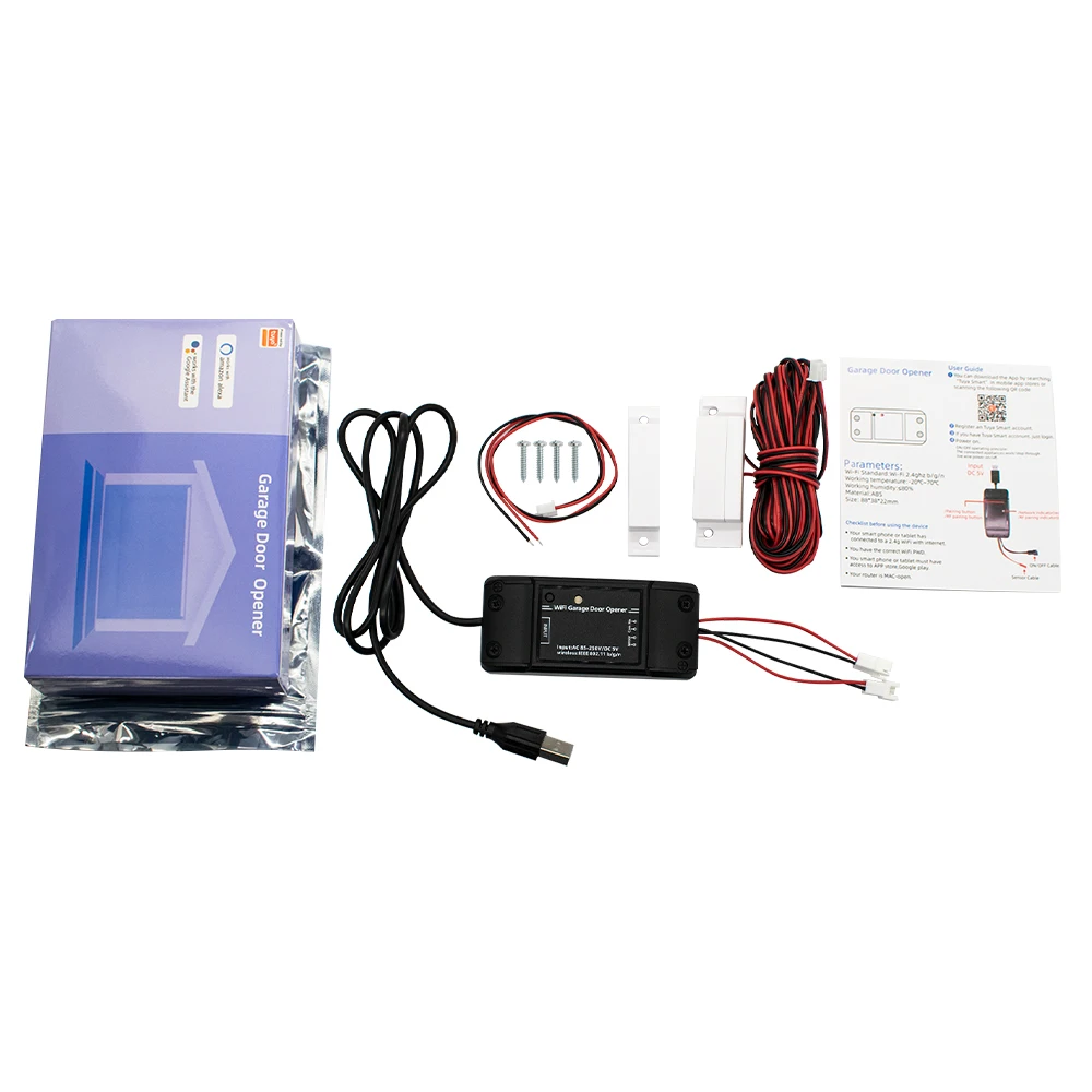 Tuya Wifi 433MHz Rolling Code Garage Door Opener AC DC 7-32V 85-250V Sliding Door Access Controller for Alexa Google Home