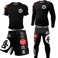 Kimono Jiu Jitsu Mma T-shirt+Pant Rashguard For Men 4Pcs/Suits Muay thai MMA Shorts Bjj Gi Rash guard Boxing Jerseys Sportsuit 2