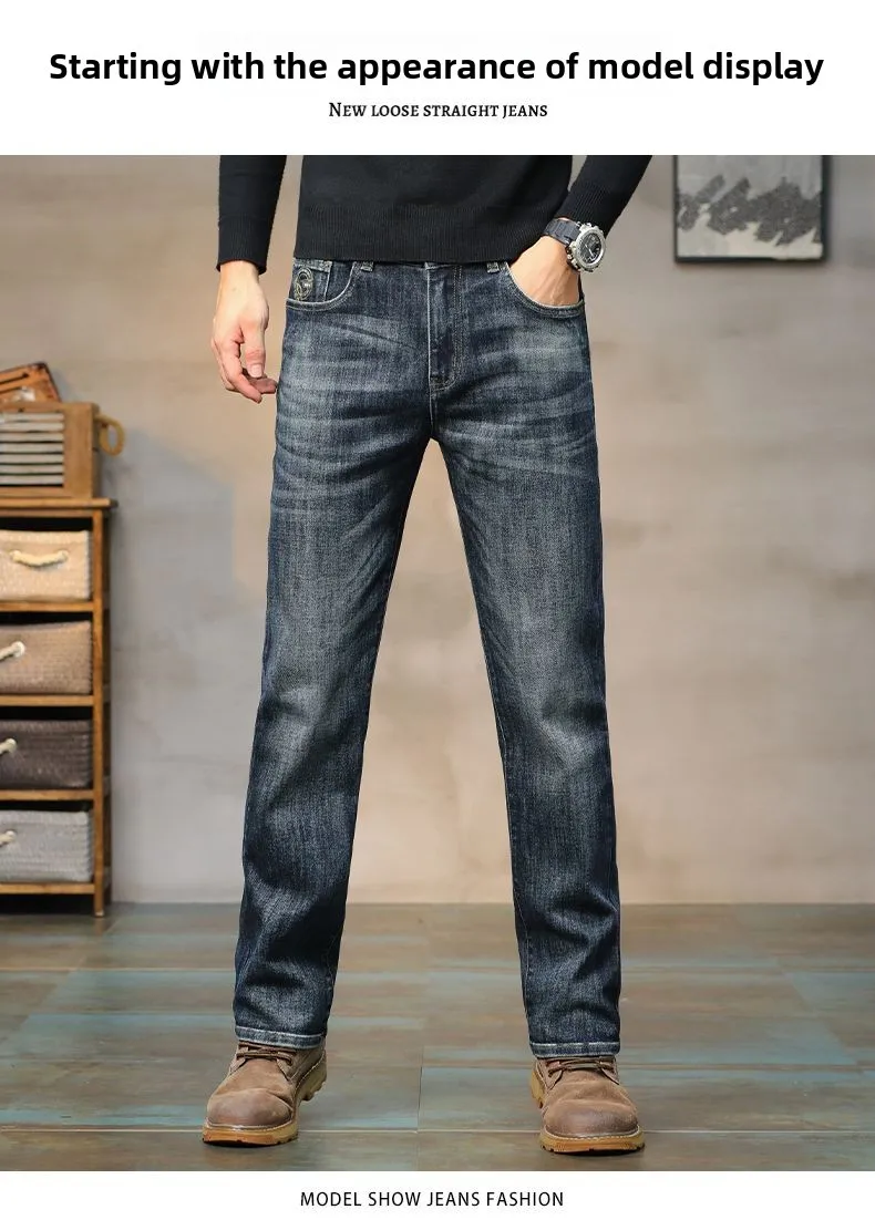 Men’s high‑waist vintage blue stretch Big Bull jeans with straight‑leg fit 006