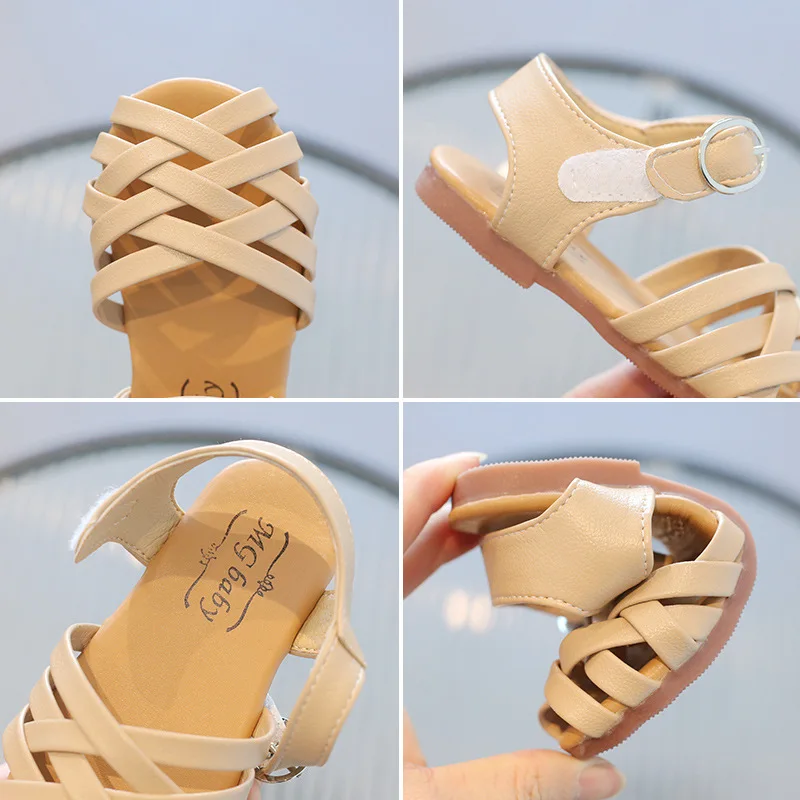 Girls Summer Sandals Buckle Peep Toe Beach Shoes