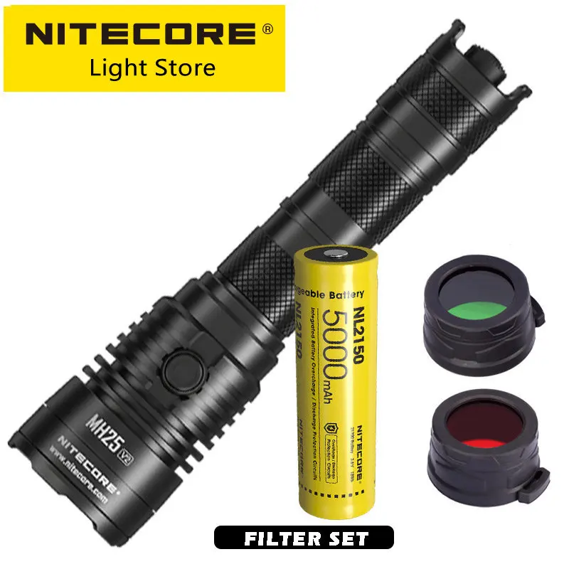 

Sale Nitecore MH25 V2 21700 Battery 1300 Lumen LED Tactical Flashlight USB Rechargeable 475M Long Range Flashlamp Search Hunting