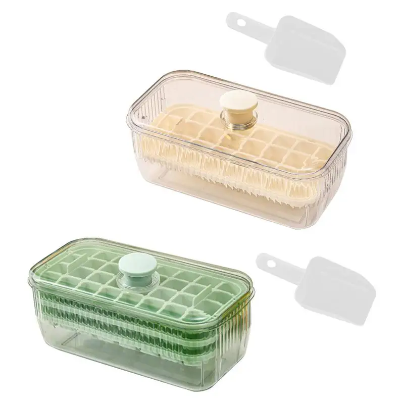 

Ice Cube Maker Tray Spill-Resistant Ice Tray Square Ice Tray For Freezer Cube Ice Storage Container Press Type Ice Tray With Lid