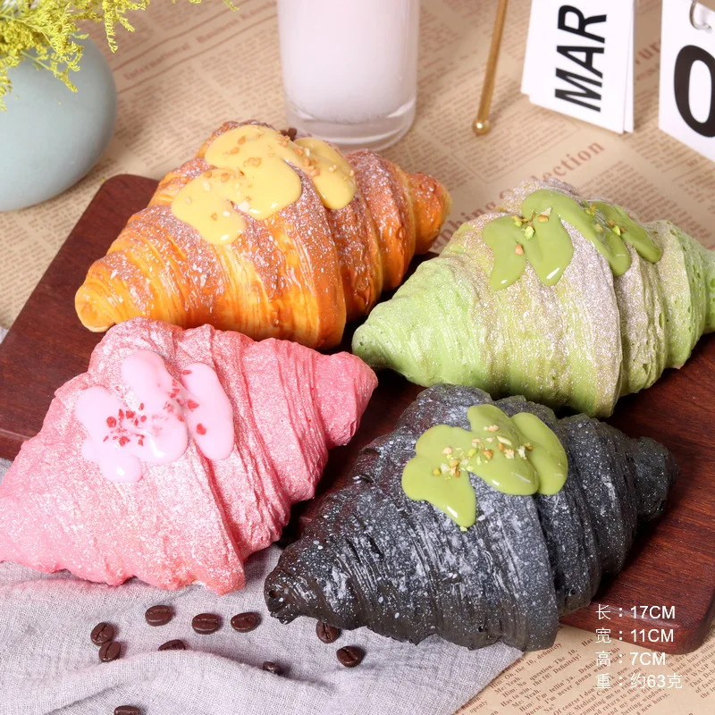 1PC Artificial Croissant Dessert Fake Food Model Decoration Photography Pro Tea Table Decoration