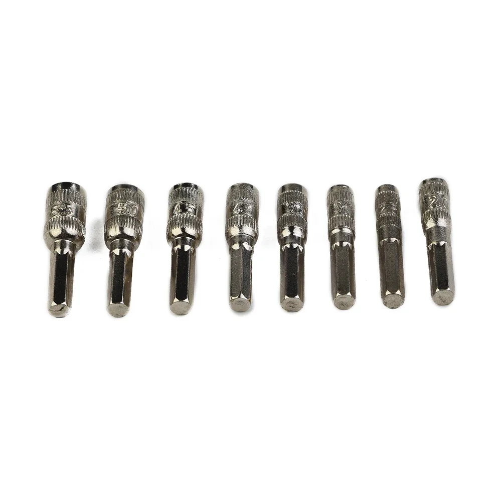 8 PCS H4 Hex Socket Sleeve Set Metric PHM2.0-5.5mm Nozzles Nut Driver Hex Shank Power Nuts Driver Socket Screwdriver Bits Tools 5