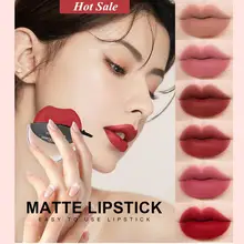 

NEW Style Makeup Lipstick Matte Long Lasting Lip Gloss Moisturizing Lazy Lip Tint Waterproof Non-stick Cup Cosmetic for Lips R28