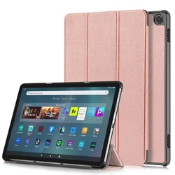 Premium Tri - Folding Stand Leather Tablet Cover with Smart Stand Feature, Kid - Friendly and Durable for Fire Max 11 (Rose gold)