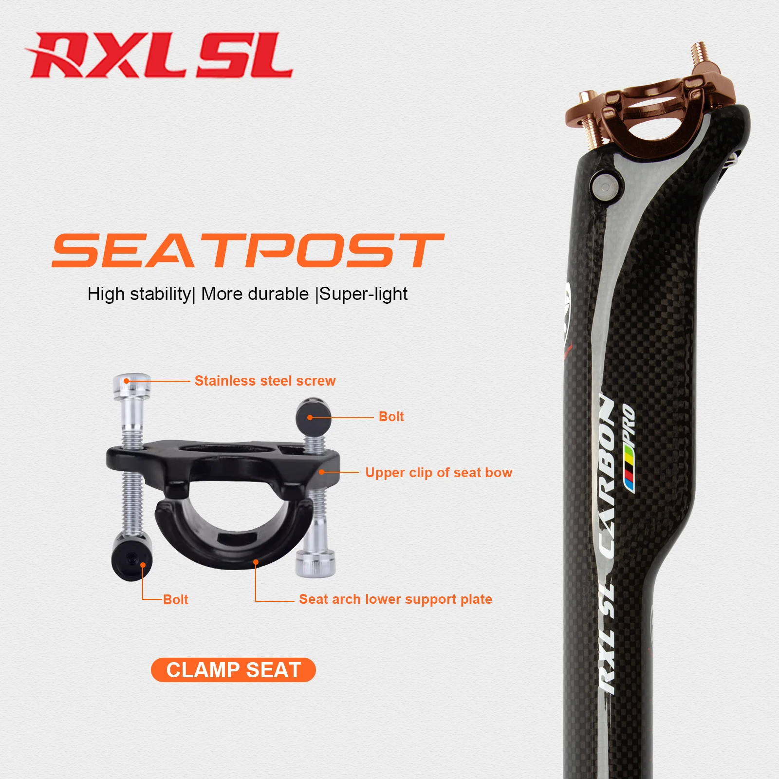 RXL SL Carbon MTB Seatpost, 27.2mm 30.8mm 31.6mm, Road Bicycle Seat Post, Offset 25mm, Carbon Saddle Seat Tube, 350mm 400mm