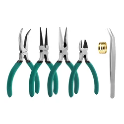 Versatile Metal Jewelry Making Pliers and Cutter Set for DIY Crafting and Repair (Green 6pcs)