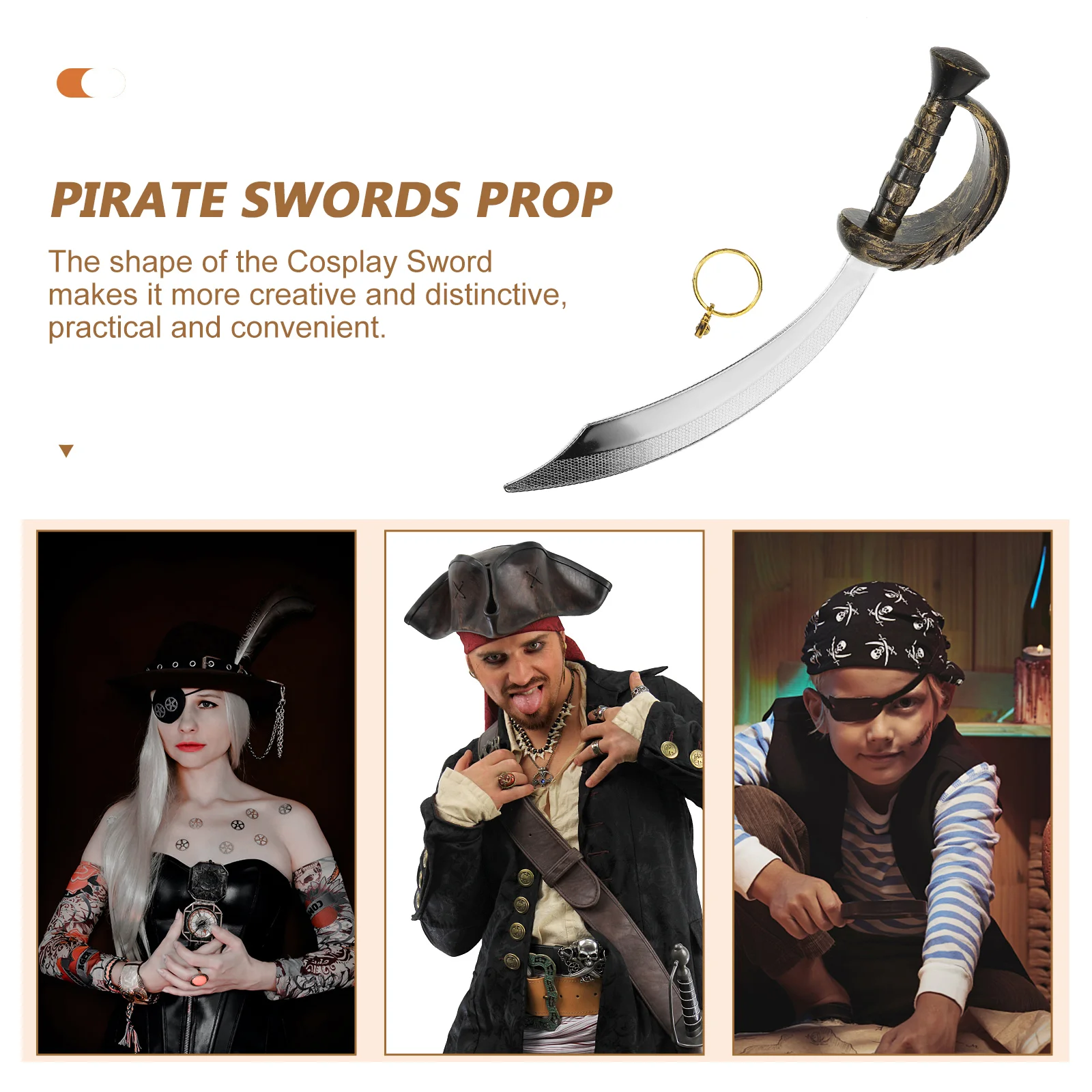 Pirate Playset Cosplay Accessories Swords Prop Toy Plastic For Party Hoop Earring Festival
