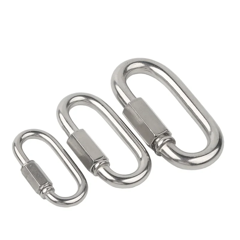 1PCS Connector 304 Stainless Steel Quick Ring Connection Ring Runway Buckle Rock Climbing Carabiner Chain Buckle M3.5 M4 M5-M14