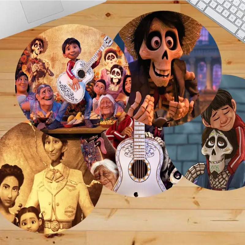 

Disney Coco Hector Mousepad Round Custom Skin Office Computer Desk Mat Table Keyboard Cushion Non-slip Office Desk Accessories