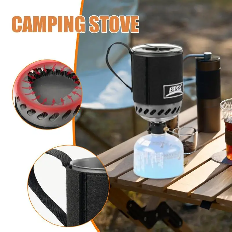 

BRS 61 Camping Integrated Heat Collecting Pot Burner Outdoor Ultralight Portable Hiking Furnace Cooking Stove with Canister