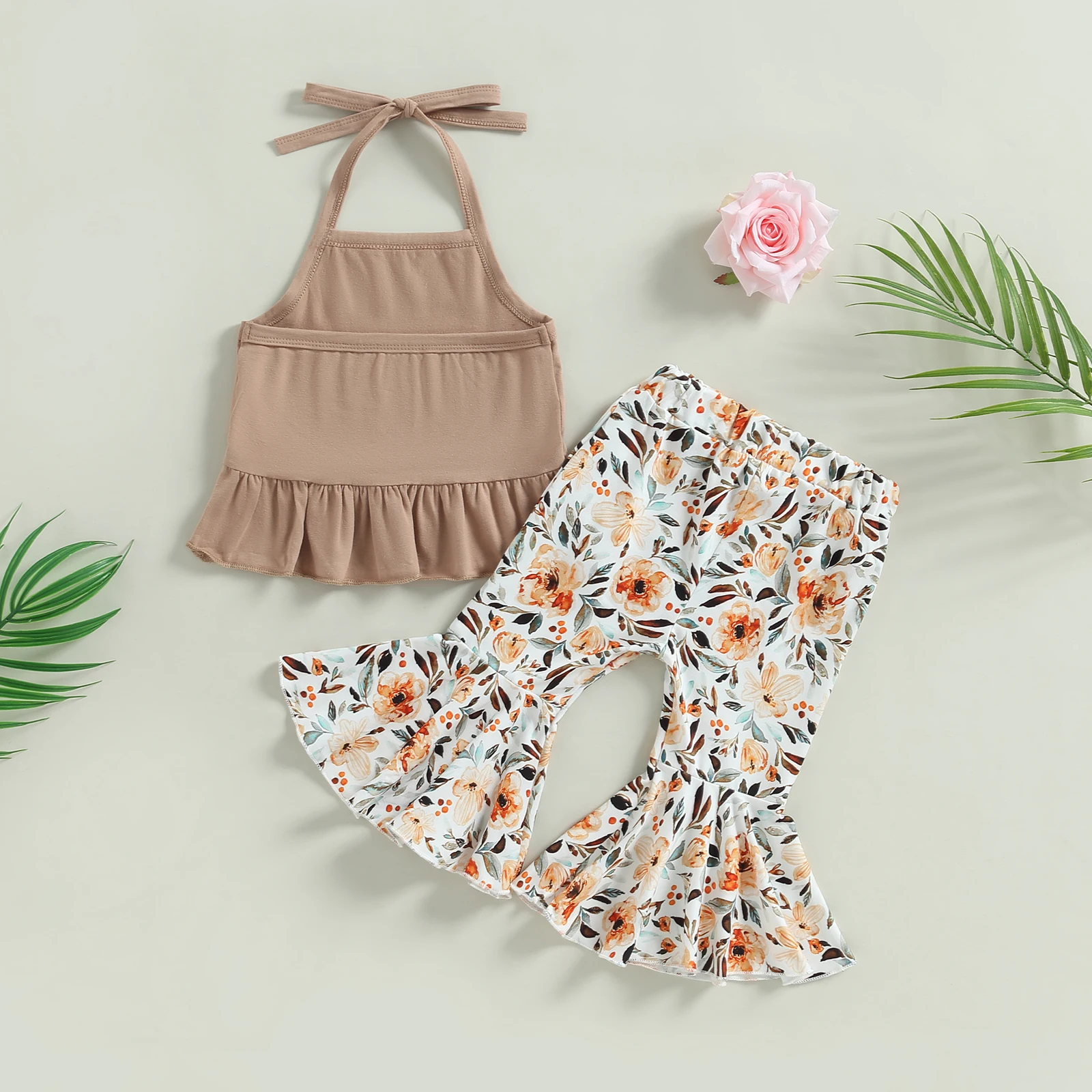 Baby Girl Halter Romper & Bell Bottoms 6