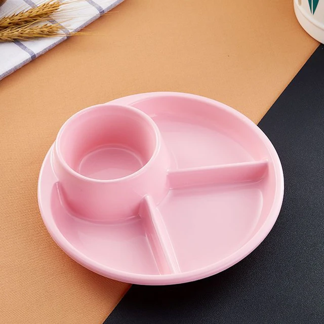 Piatto per la cena piatti divisori in plastica separati pasto dimagrante a  tre scomparti piatto per la colazione per adulti per bambini domestici -  AliExpress