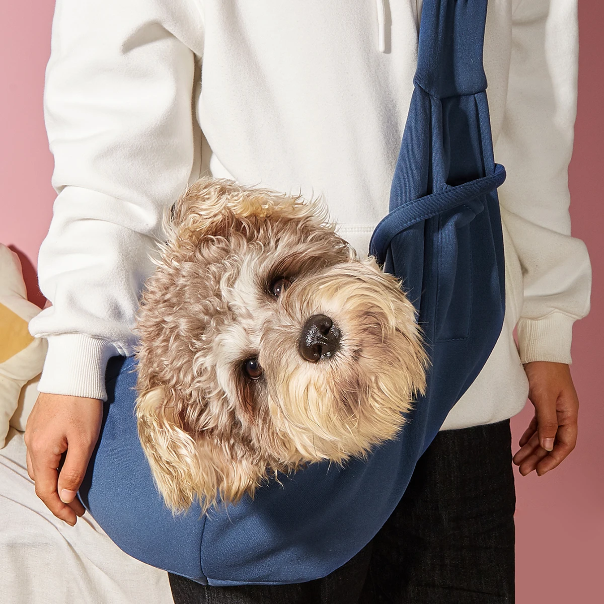 

Pure cotton pet messenger bag Travel essentials Order and come with a pet sweater