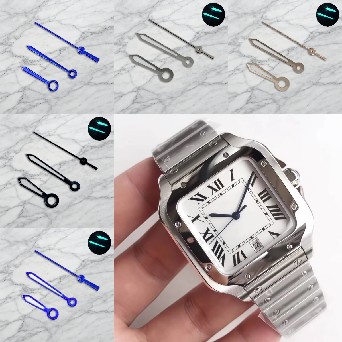 Santos Luminous Blue Green Watch Hands - Modified Accessories