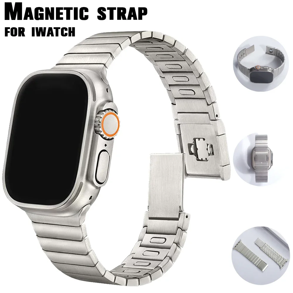 Cinturino Con Fibbia Magnetica Per Apple Watch Ultra 2 Band 49Mm 45 44 38Mm 40Mm Bracciale In Acciaio Inossidabile Per Iwatch Series 9 8 7 6 5 Se
