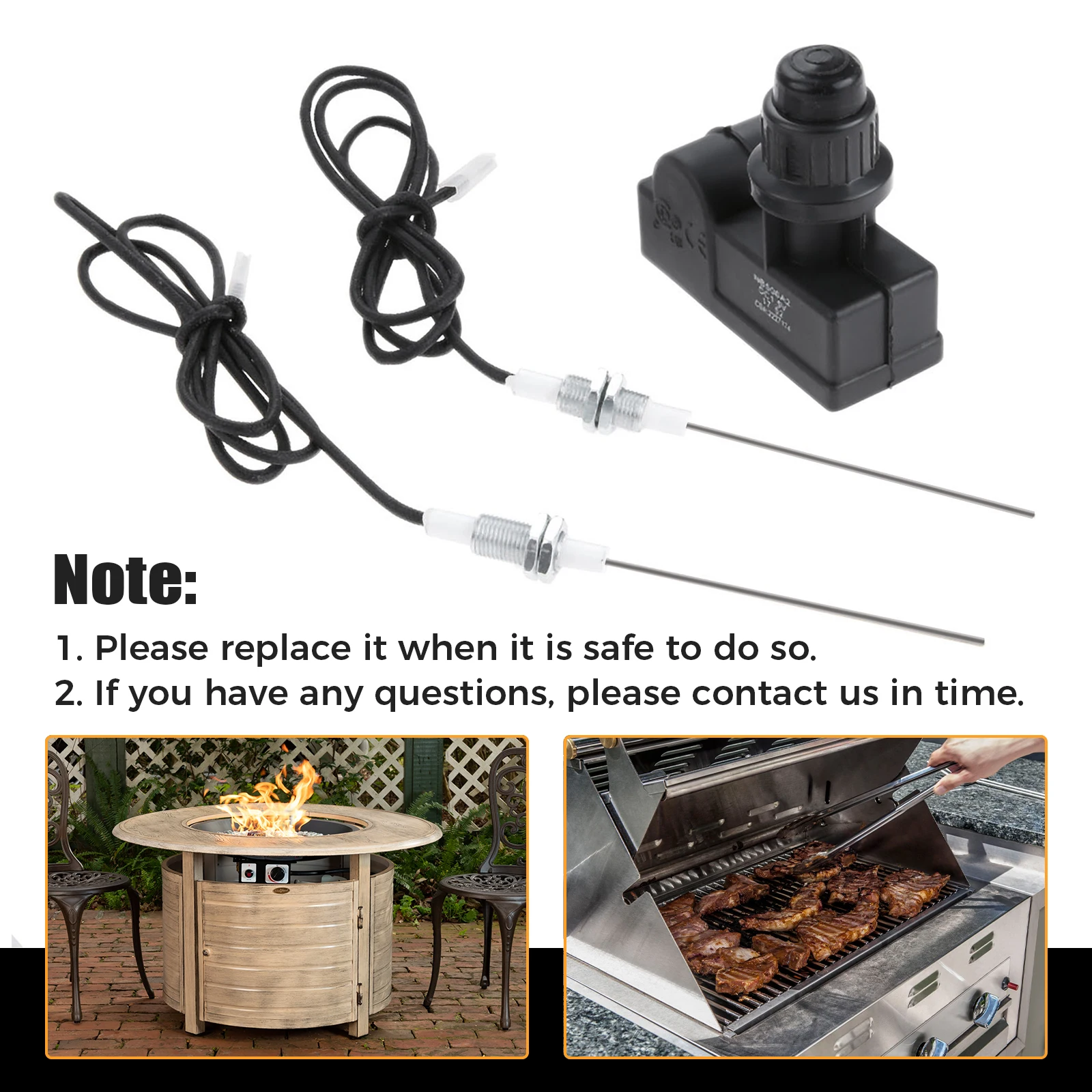 AA Battery Electronic Igniter Kit Two Exits with Spark Plug Wire Length 1 Meters Kit for Gas Heater Stove Grills BBQ 3Pcs/set grill ignition system