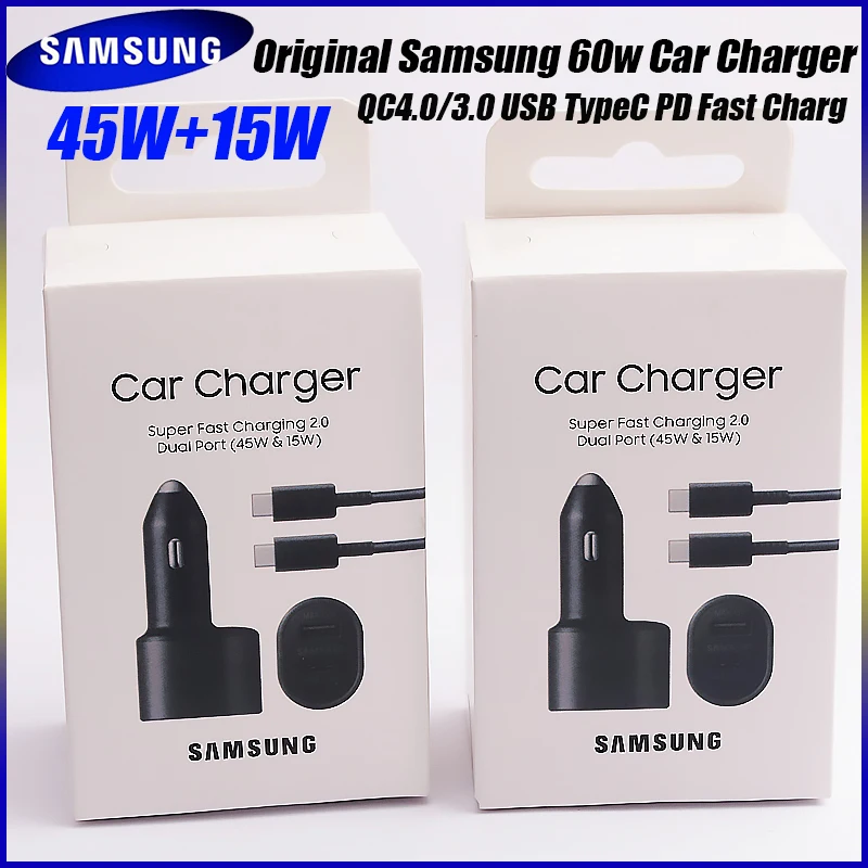Samsung S20 S21 Ultra Fast Car Charger Original 45w 15w Dual Usb