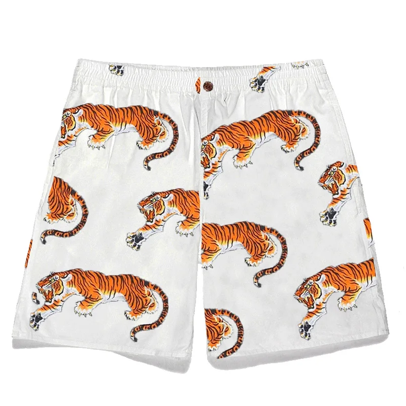 Black White Khaki WACKO MARIA Shorts Men Woman Loose Casual Tiger Print Summer Best Quality Breeches