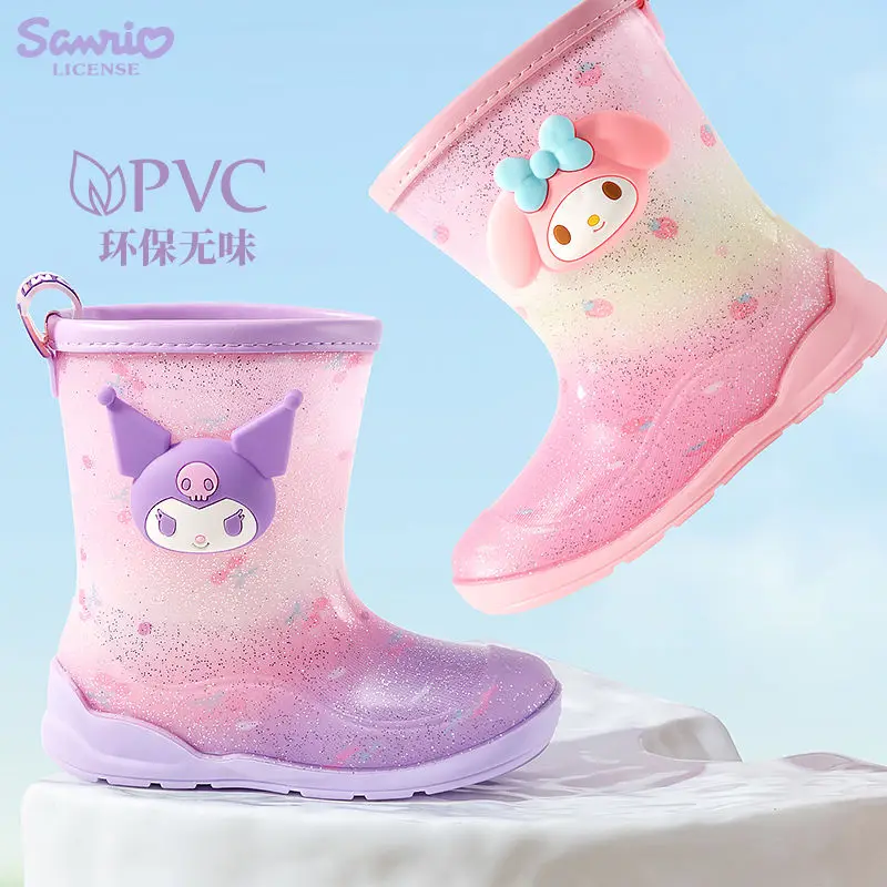 

Cinnamoroll Kuromi Anime Kawaii Sanrio Children Rain Boots Cute Cartoon Kuromi My Melody Children Waterproof Shoes Gifts for Kid