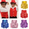 Children Shining Sequins Clothes Boys Students Christmas Stage Performance Costumes Kids Hip-hop Jazz Stage Dance Vest Waistcoat 2
