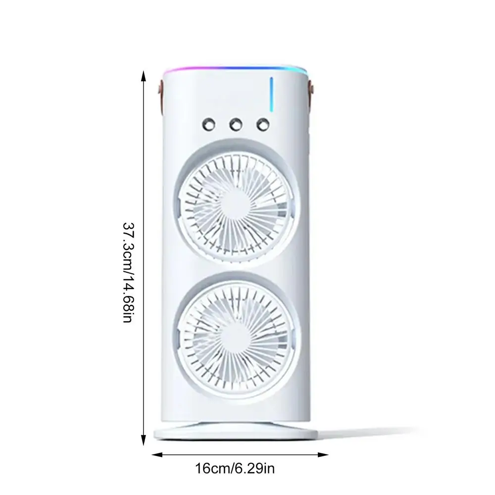 Ventilador de pulverización de doble punta, humidificador con luz LED,  Enfriador de aire Personal para viajes, Camping, habitación y dormitorio -  AliExpress