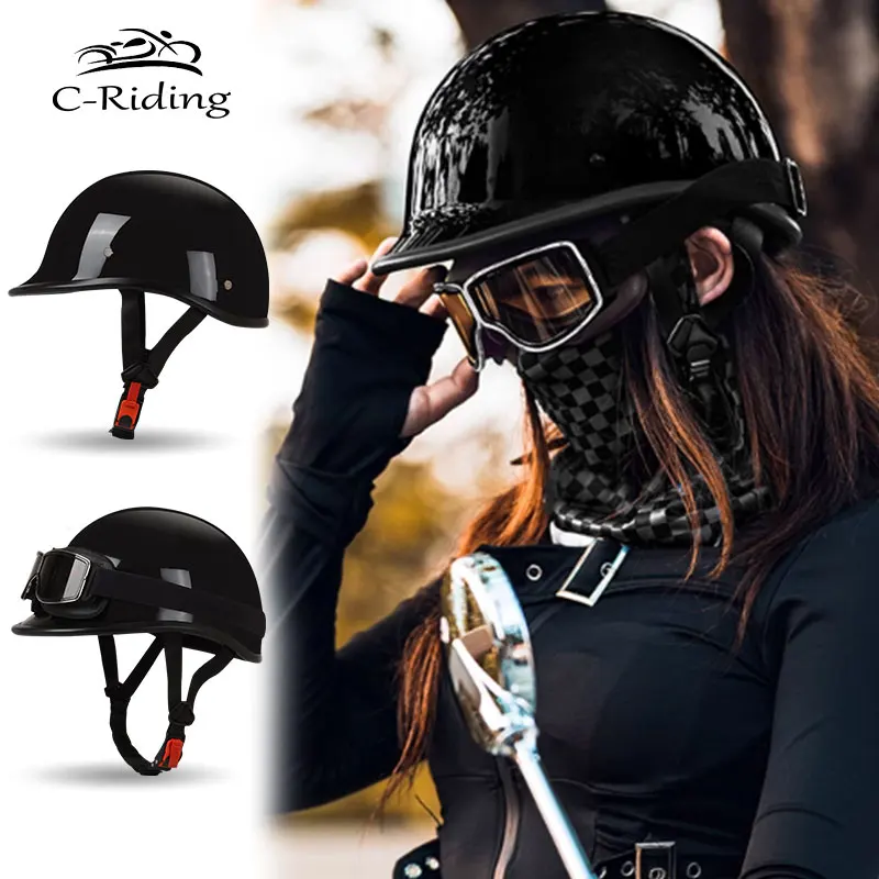 MRDAER Casque De Moto 3/4, Demi-Casque Rétro à Visage Ouvert Pour Adulte Moto Cyclomoteur Cruiser Chopper Casques Hommes Femmes Casque De Scooter Style Vintage Approuvé Par ECE/ECE 7,XL