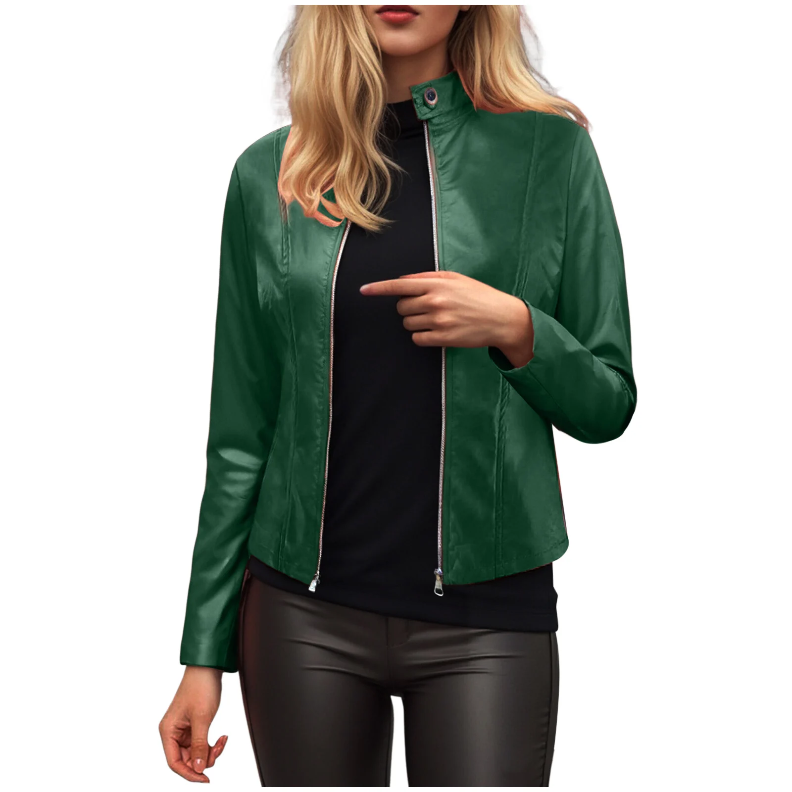Women’s Slim Fit Faux Leather Moto Jacket