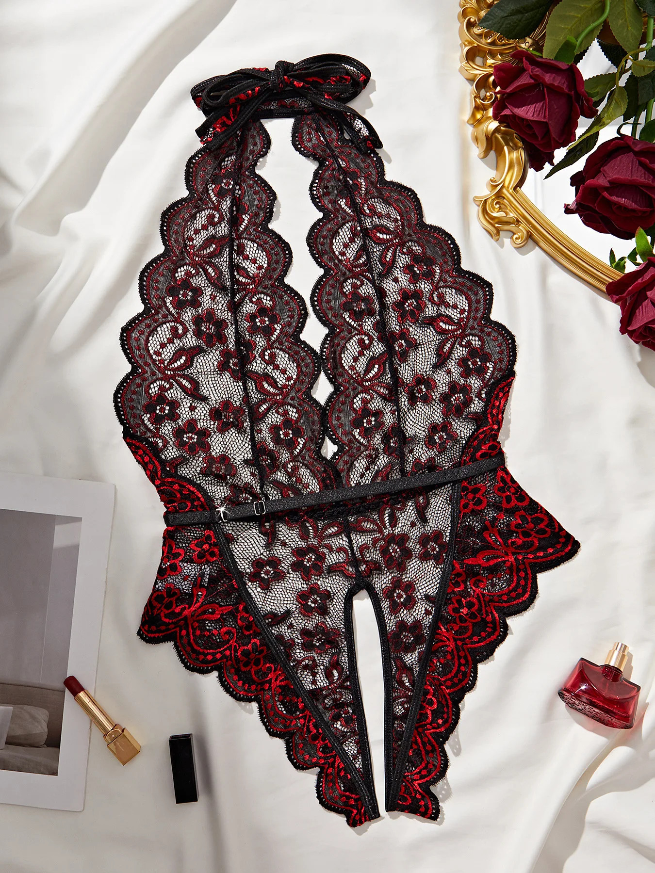 Women Sexy Lingerie Sleepwear Sleeveless Sexy Lingеrie Set Crotchless Erotic Underwear Costumes Backless Lace Babydoll