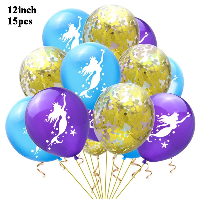 Ballons d'anniversaire en aluminium sur le thème de la mer, petite sirène,  fille, décoration de fête d'anniversaire, ballon queue de sirène, 1 an, 2  ans, 3 ans, 4 ans, 5 ans, 6