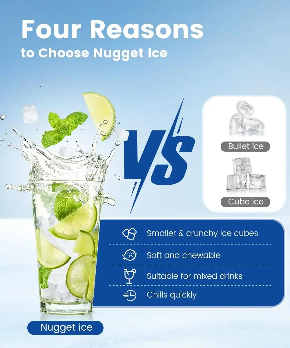 Nugget Ice Maker Counterto   Chewable Nugget Ice Cubes Machine,Quick Ice Making 34Lbs/Day Self-Cleaning 3