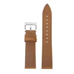 Vintage Brown Genuine Calfskin Leather Quick Release Watch Band Strap - 22mm (Light Brown)