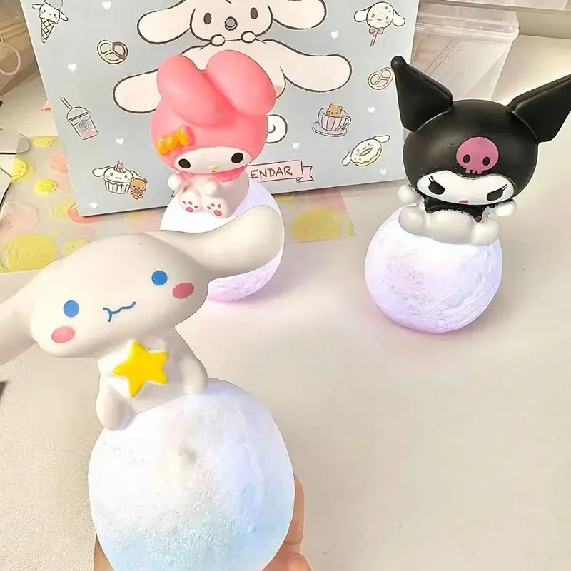 

Sanrio Hello Kitty Kuromi Cinnamoroll Night Light Glowing Children Toy Bedside Lamp Anime Kawaii Cute Cartoon Kids Present Gifts