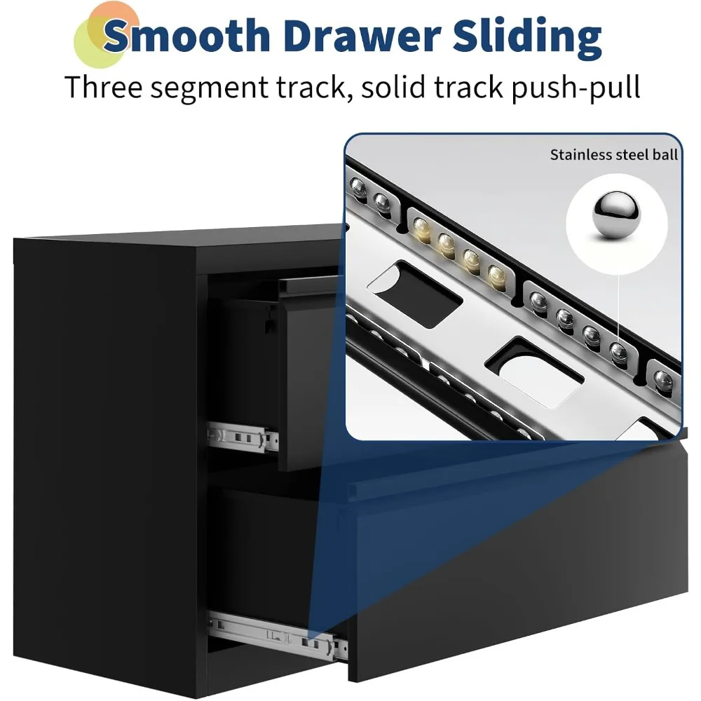 2-drawer file cabinet with lock, metal lateral filing cabinets for letter/legal size documents, heavy duty file storage for hom