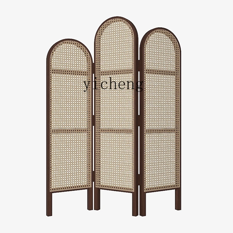 

Tqh Solid Wood Rattan Screen Folding Mobile Partition Bedroom Covering Living Room Hallway Wall Decoration