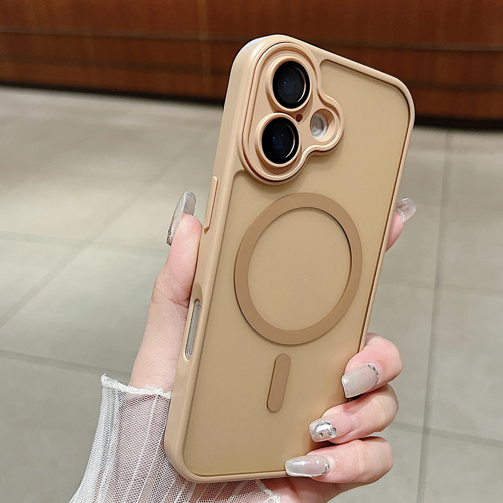 Luxury Semi-Transparent Frosted Magnetic Phone Case - Shockproof Hard Back Cover