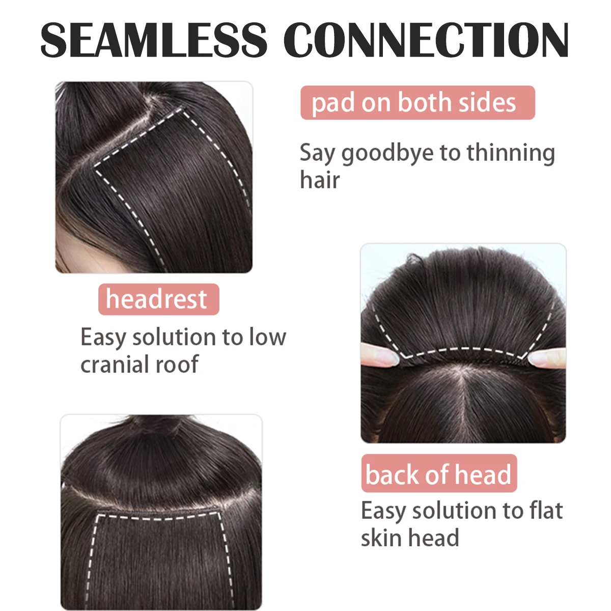 Straight hair synthetic hair pad clip to extend women's natural wigs women's invisible hair clips to add extra volume pieces