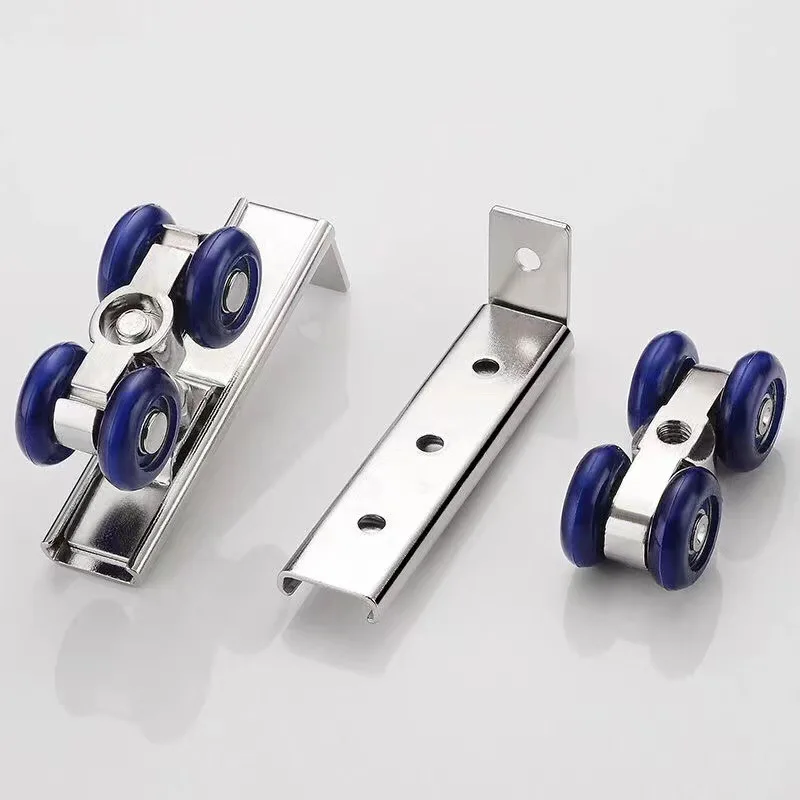 Description Picture 4 of item2pcs/set Sliding Door Roller Hardware Slide Doors Pulley 4 Wheels Home Room Wood Door Hanging Wheels Rail Track Pulley