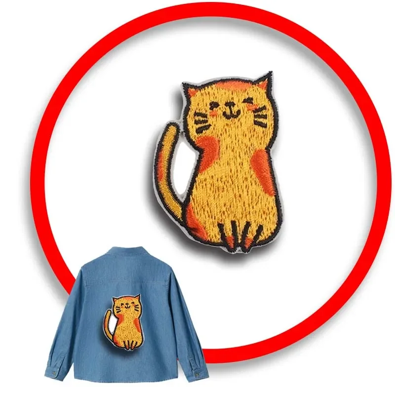 

1pcs Patch Stickers Iron On Patches for Clothing Sewing Cat Love Embroidery Fusible Applique Badge Bag Decoration Stripes
