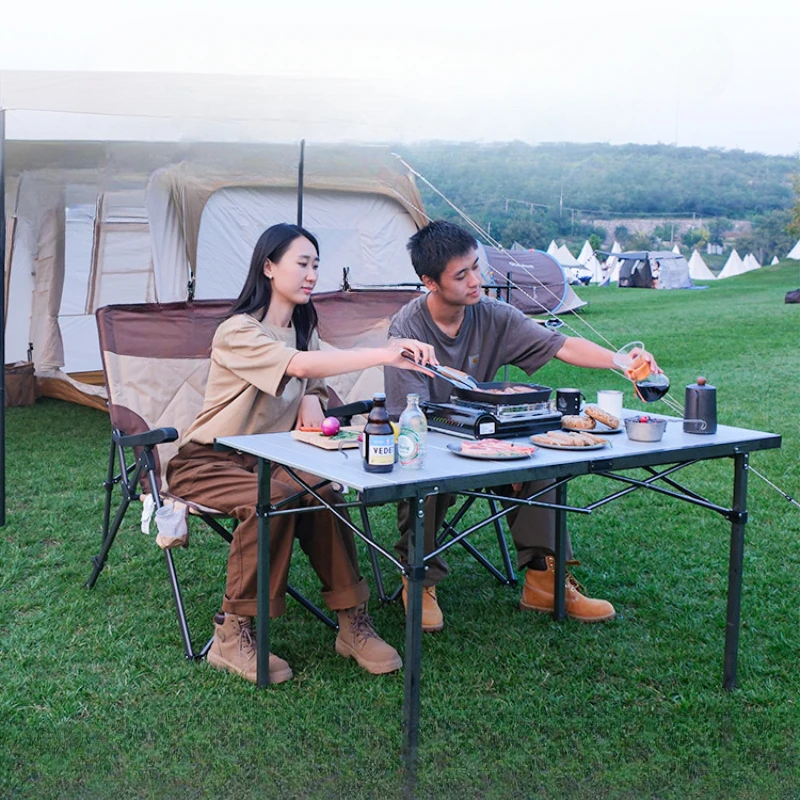 

Egg roll table outdoor folding table car portable ultralight aluminum alloy camping picnic chairs