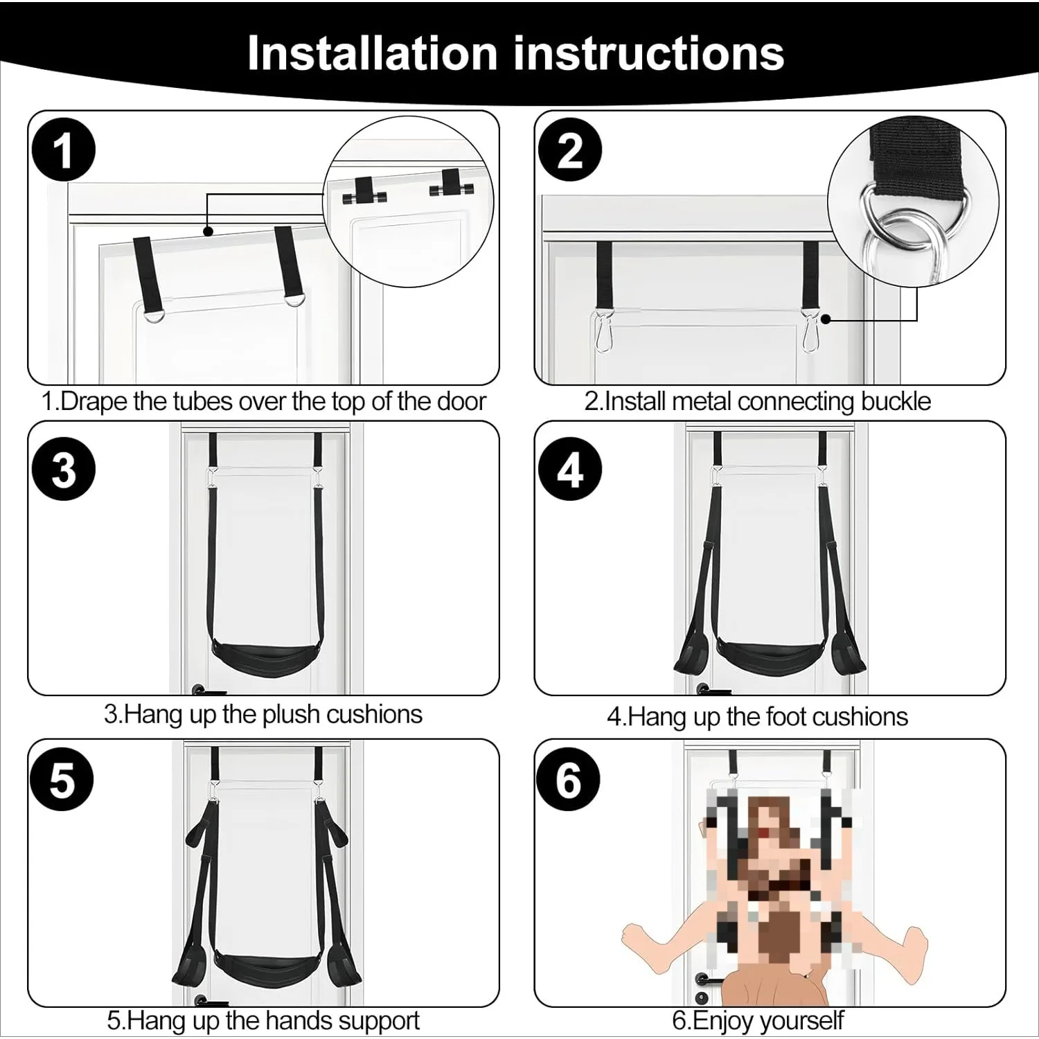 BDSM Door Sex Toys Sex Swing Bondage Leather Soft Plush Slings with Adjustable Straps Hanging Door Handcuffs Leg Restraints