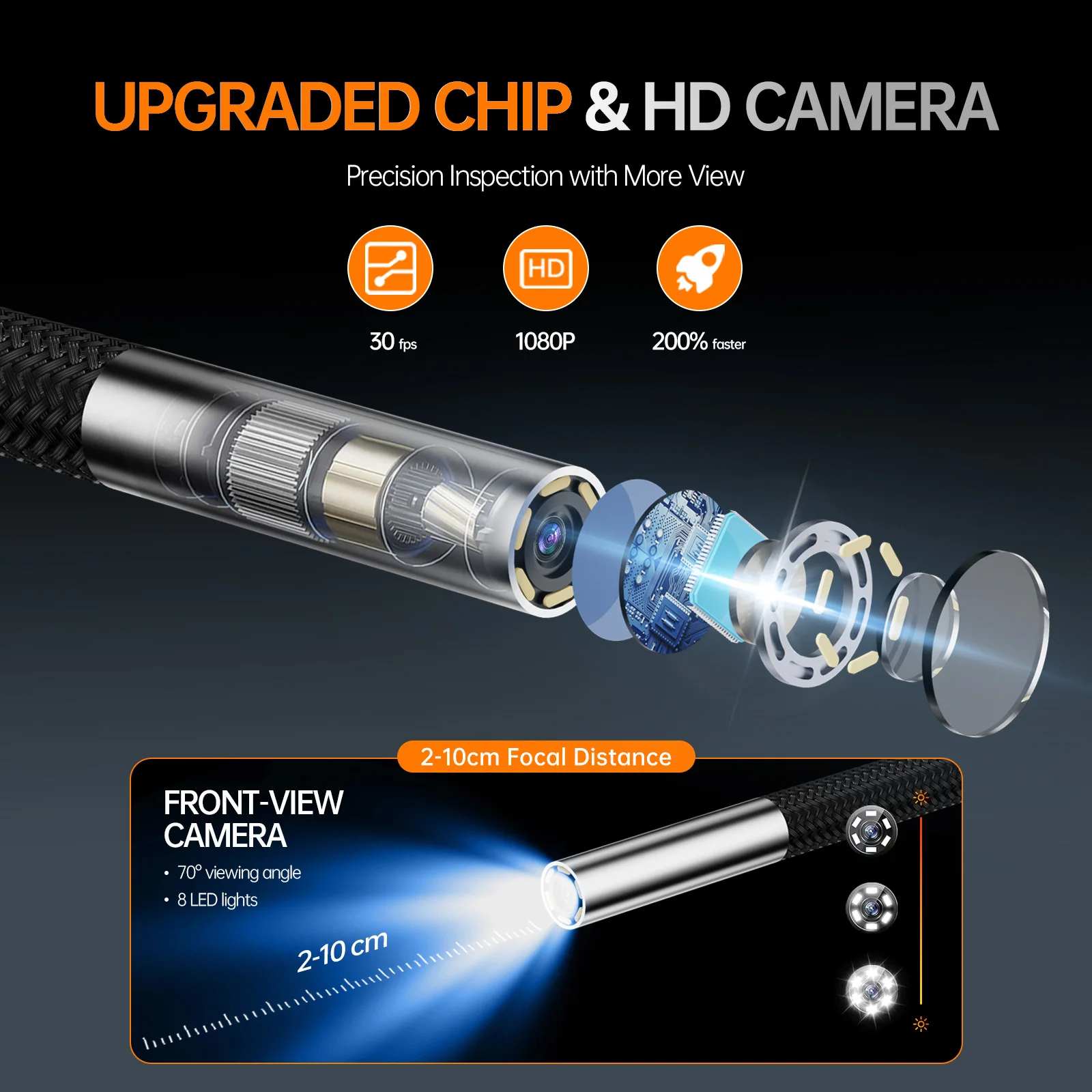 2.8/3.6MM Lens Articulating Borescope 1080P 5 Inch IPS Screen Two Way 360&deg; Steering Endoscope Camera Waterproof IP67 Video