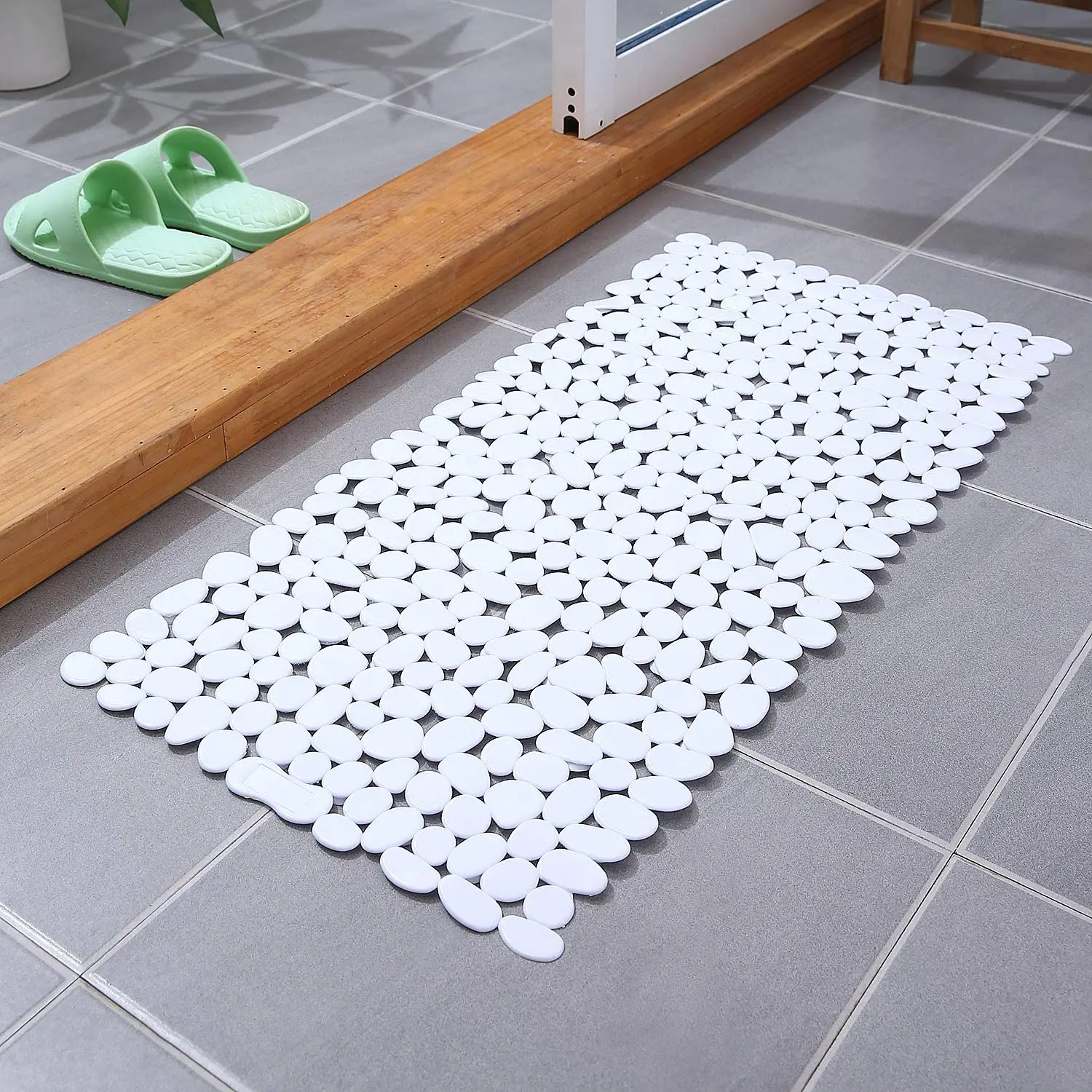 Bath Mat 54x54cm Shower Non\-Slip Floor Mat Pebble Design PVC