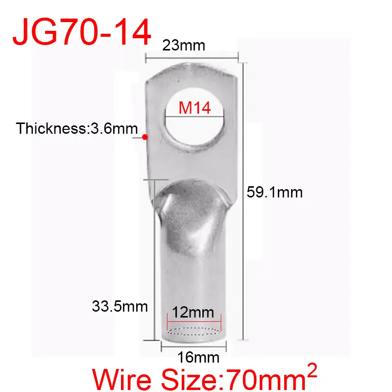 JG6/10/16/25/35/50/70/95/120-300 Marine Copper Screw Hole Electric Wire Cable Ring Tubular Cord End Lug Connector Crimp Terminal - Image 57