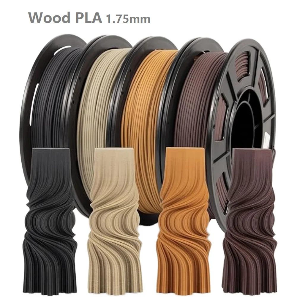 우드 필라멘트 PLA 1.75mm 1kg 500g 250g FDM 3D 프린터 필라멘트 (실제 나무 가루 함유) PLA 라이트 블랙 월넛 버라이어티 팩
