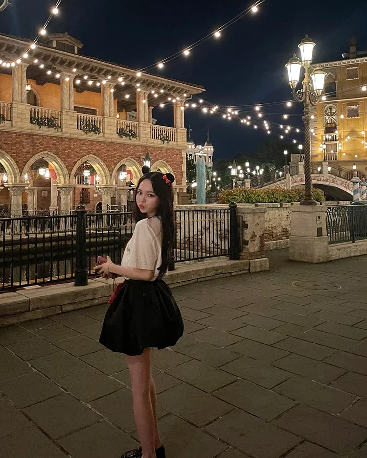 Spring Summer Sweet Cute Soft Shiny Satin Mini Bud Skirt Women with Shorts High Waist Short Luxury Designer Clothes